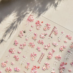 Antique Pear Blossom Peach Blossom Flower Swallow Pattern Adhesive Nail Art Stickers Spring Vibrant and Lively Manicure Decals (ONLINE ORDER ONLY)