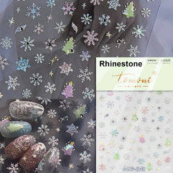 Winter Christmas Crystal Delicate Hexagon Romantic Laser Silver Chic Snowflakes Self Adhesive Nail Art Sticker 5D Manicure Decal (ONLINE ORDER ONLY)