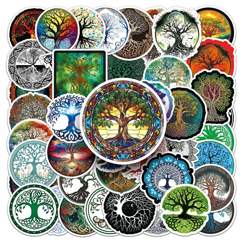 50/100Pcs INS Novelty Cute Kawaii Life Tree Series Stickers PVC Waterproof Stickers Decals For Kids Boys Girls Toys Gifts (ONLINE ORDER ONLY)