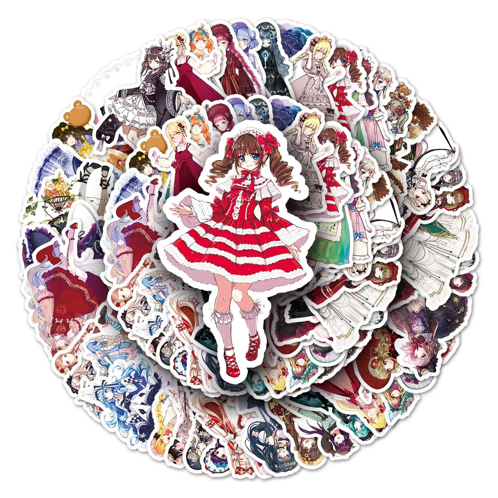 50Pcs Cute Girl Cartoon Waterproof Vinyl Stickers for Skateboard Snowboard (Online Order Only)