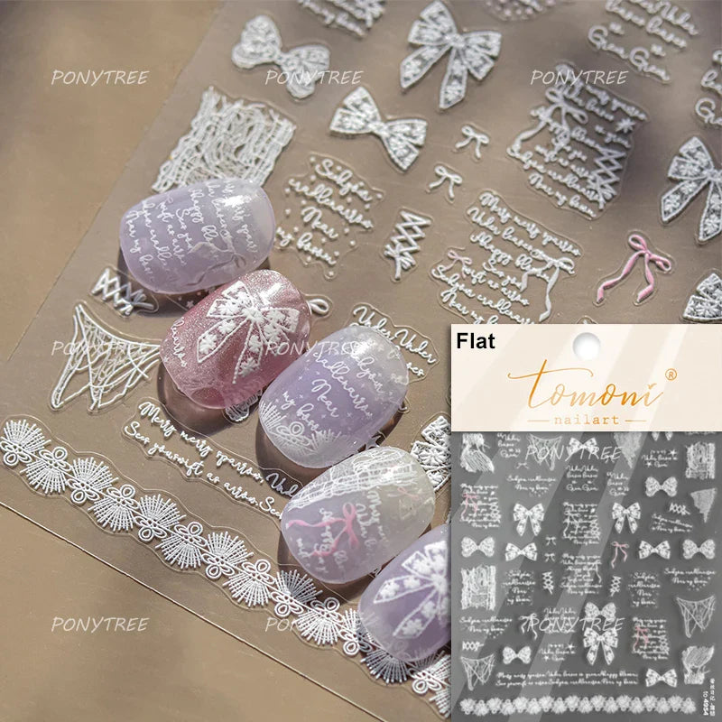 Chic Shiny Bowknot Colorful Ribbon Stars Heart Butterfly Flower Delicate Romantic Nail Art Stickers Decoration Manicure Decals (Online Order Only)