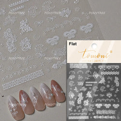 Flower Bowknot Butterfly Plant Leaf English Letter Rose Hand Drawn Embossed Relief Self Adhesive Nail Art Sticker Manicure Decal (ONLINE ORDER ONLY)