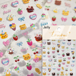Colourful Cherry Abundant Fruits Bowknot Shiny White Line Outline Self Adhesive Nail Art Stickers Chic Rhinestone Manicure Decal (ONLINE ORDER ONLY)
