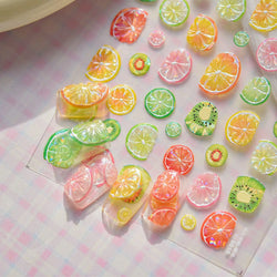 Colorful Fruit Lemon Grapefruit Kiwifruit Candy Popsicle Rabbit Cherry Apple Paw Jelly Adhesive Nail Art Sticker Manicure Decals (ONLINE ORDER ONLY)