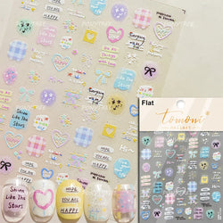 Cute Lucky Bear Apple Core Star Bowknot Flower Delicious Cookies Cherry Cake Dessert Milk Vase Adhesive Nail Art Stickers Decals (ONLINE ORDER ONLY)
