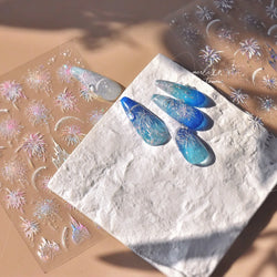 Colorful Fireworks Blooming Castle Romantic Brilliant Sky Self Adhesive Nail Art Stickers Star Shiny Rhinestone Manicure Decals (Online Order Only)