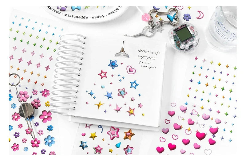 20Pages/piece Korean Ins Starlight Dot Series Decorative Stickers Phone Case Laptop DIY Idol Photocard Kawaii Journal Sticker (Online Order Only)