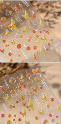 Gradual Asymmetric Butterfly Rose Flower Moon Ancient Poem 5D Reliefs Self Adhesive Nail Stickers JellyManicure Decals Wholesale (Online Order Only)