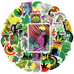 10/30/50/100PCS Funny Characters Leaves Weed Smoking Stickers Cool Waterproof Graffiti Decal For Skateboard Phone Motorcycle Car (ONLINE ORDER ONLY)