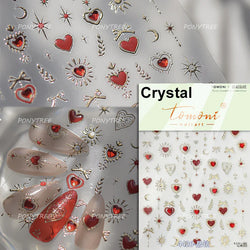 Red Sexy Love Heart Flower Hot Stamping Wing Star Moon Bowknot Sun Punk Adhesive Nail Art Decorations Stickers Manicure Decals (ONLINE ORDER ONLY)