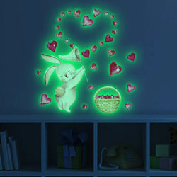 Glow-in-the-Dark Rabbit Heart Wall Stickers for Kids Room Decor (ONLINE ORDER ONLY)