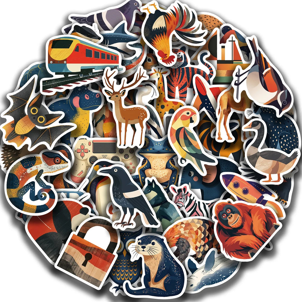 50PCS Funny Cartoon Animals Graffiti Stickers DIY Bike Travel Luggage Guitar Laptop Waterproof Cool Decal Sticker Gift (Online Order Only)