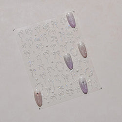 Colourful Tender Bowknot Embossment Shiny Tie Delicate Elegant 3D 5D Self Adhesive Nail Art Stickers Rhinestone Manicure Decals (ONLINE ORDER ONLY)