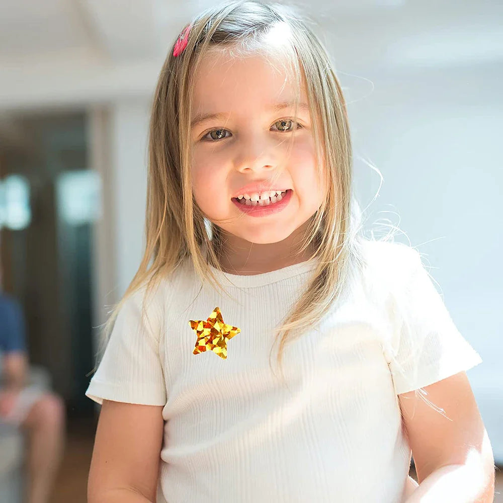 Holographic Gold Star Stickers for Kids Reward 100-500Pcs Foil Star Stickers Labels for Wall Crafts Classroom Teachers Supplies (ONLINE ORDER ONLY)