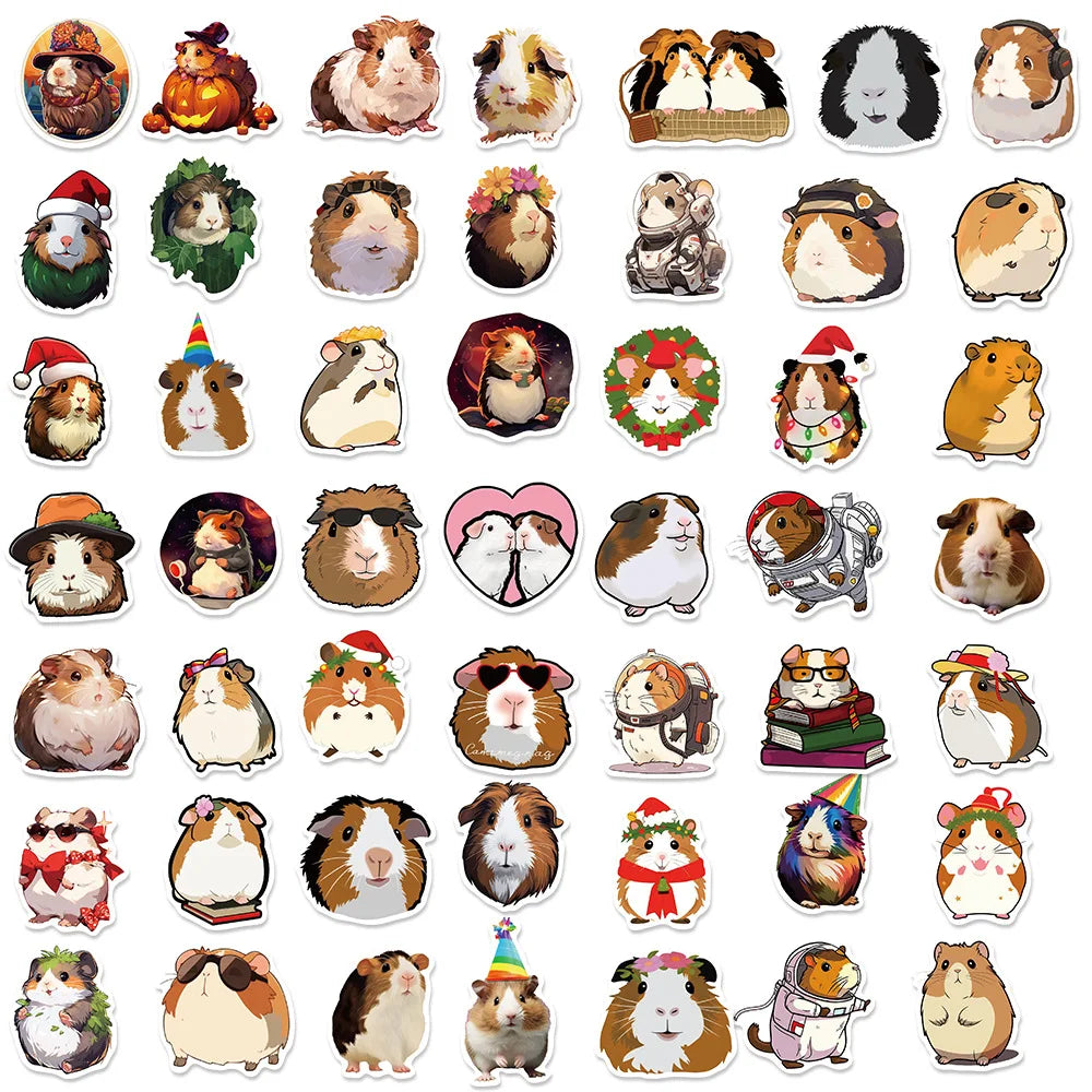 10/30/50PCS Cute Cavia Porcellus Stickers Cartoon Animal Decals Notebook Laptop Luggage Phone Suitcase Fridge DIY Decoration Toy (Online Order Only)