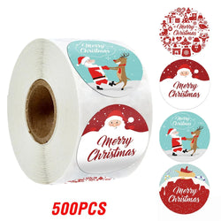 100-500pcs Merry Christmas Sticker Holiday Party New Year Decoration Gift Box Seal Sticker Baking Label Packaging Sticker (ONLINE ORDER ONLY)