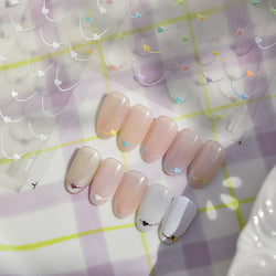 Mini Love Heart Arc Curved Line French Style Minimalist Colourful Self-adhesive Nail Art Decorations Stickers Manicure Decals (Online Order Only)
