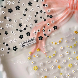 Mini Colourful Flower Black Yellow Petal Wreath 5D Chic Embossed Reliefs Delicate Self Adhesive Nail Art Stickers Manicure Decal (Online Order Only)