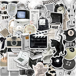 61-Pack Aesthetic Black White Stickers for Phone, Notebook, Laptop, Suitcase, Fridge, Wall (Online Order Only)
