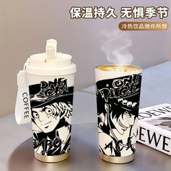 One Piece Thermos Cup: 520ML Luffy & Zoro Anime Straw Mug (ONLINE ORDER ONLY)