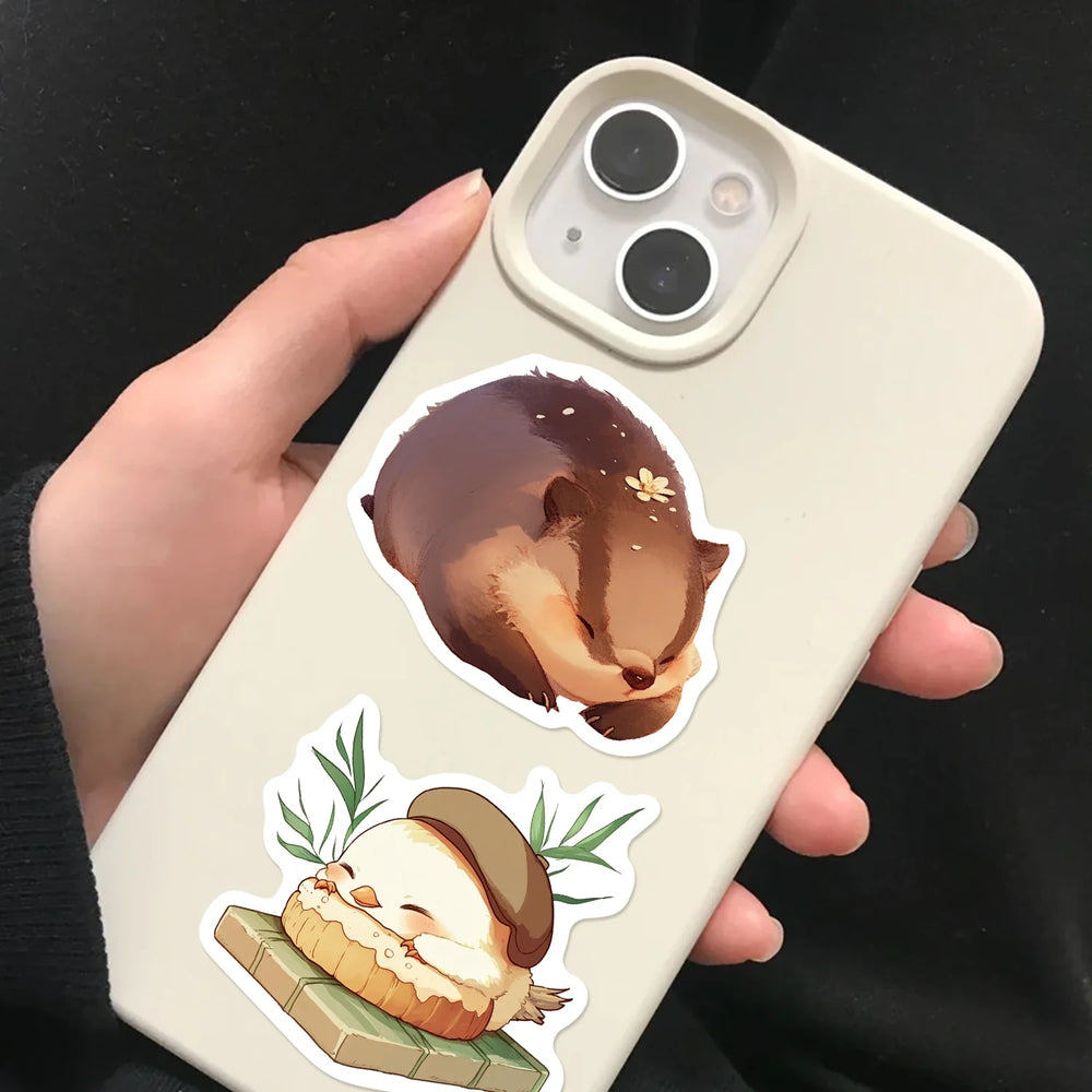 50pcs Sleeping Animals Cartoon Stickers Perfect for Scrapbooking Diaries Laptops Bumpers Water Bottles Computers Phones Sticker (Online Order Only)