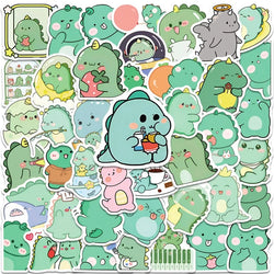 10/30/50PCS Kawaii Green Dinosaur PVC Sticker Aesthetic Korean Children's Decoration Scrapbooking Stationery School Supplies (ONLINE ORDER ONLY)