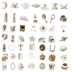 50Pcs White Gentle Ins Style Sticker Modern Wall Art Home Decorations DIY Gift Toy For DIY Wall Luggage Computer Phone Stickers (ONLINE ORDER ONLY)