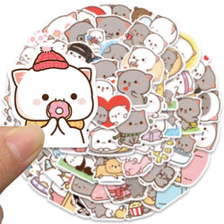 10/60pcs Kawaii Cat Meme Cartoon Stickers DIY Kids Scrapbook Notebook Phone Laptop Fridge Guitar Luggage Sticker Toy (ONLINE ORDER ONLY)