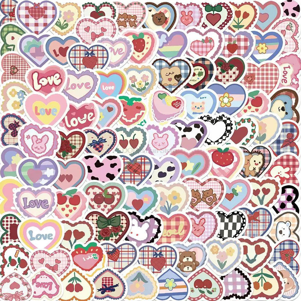 100PCS Heart Stickers for Scrapbook, Gift Packaging, Party, Wedding, Valentine's Day (Online Order Only)