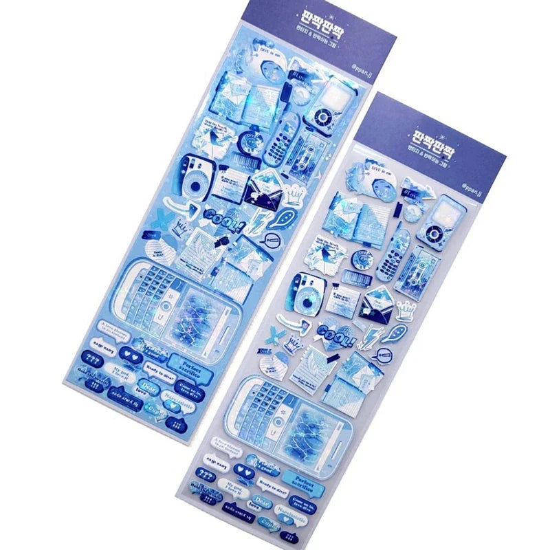 2pcs Korean Retro Phone Dialog Laser Sticker Scrapbooking DIY Album Decoration Sticker Personalized Ins Kawaii Stationery (ONLINE ORDER ONLY)