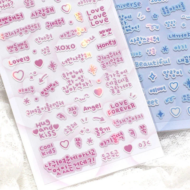 2pcs Cute Korean Alphabet Sticker Scrapbooking Idol DIY Album Decoration Sticker Aesthetic Personalized Ins Kawaii Stationery (ONLINE ORDER ONLY)