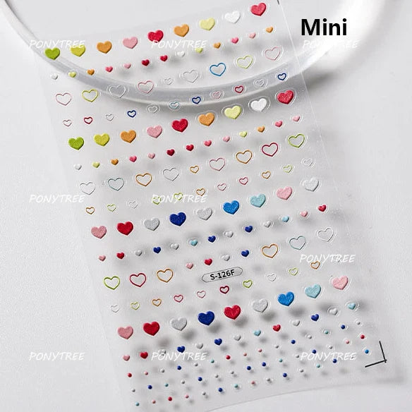Silver Star Moon Clock Watch Cherry Love Heart Bowknot Gird Irregular Lines Dot Liquid Lava Nail Art Stickers Manicure Decals (ONLINE ORDER ONLY)