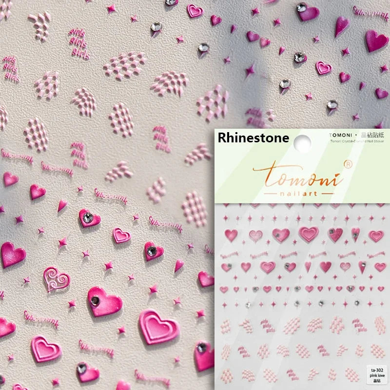 Colored Crystal Star Love Heart Shiny Silver Hollowed Smudging Rainbow Flower Jelly Embossed Nail Art Stickers Manicure Decals (ONLINE ORDER ONLY)