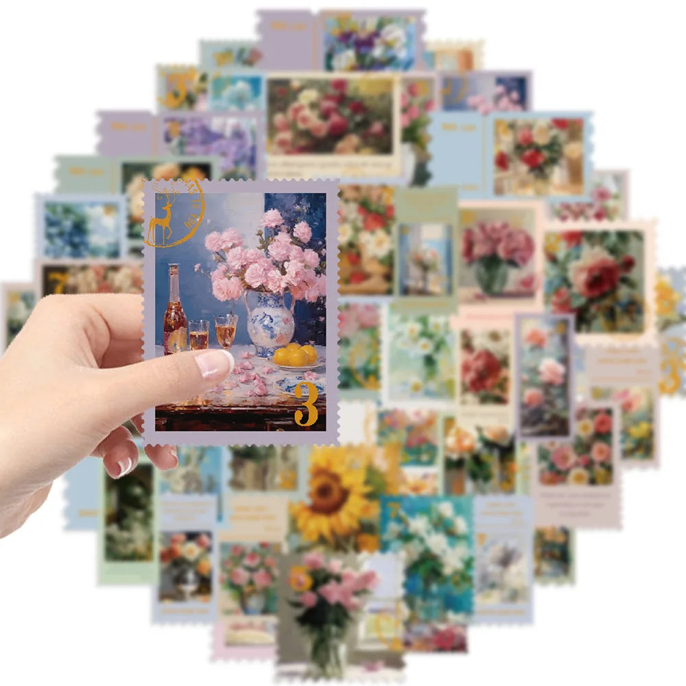 Flower Stamp Stickers Set for Scrapbook, Laptop, Phone, Guitar, Bike, Skateboard (Online Order Only)