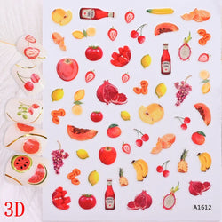 1Pc Summer Nail Art Sticker Lemon Nail Decal Nail Art Supplies Cute Fruit Strawberry Cherry Watermelon Avocado Lemon Nail Design (ONLINE ORDER ONLY)