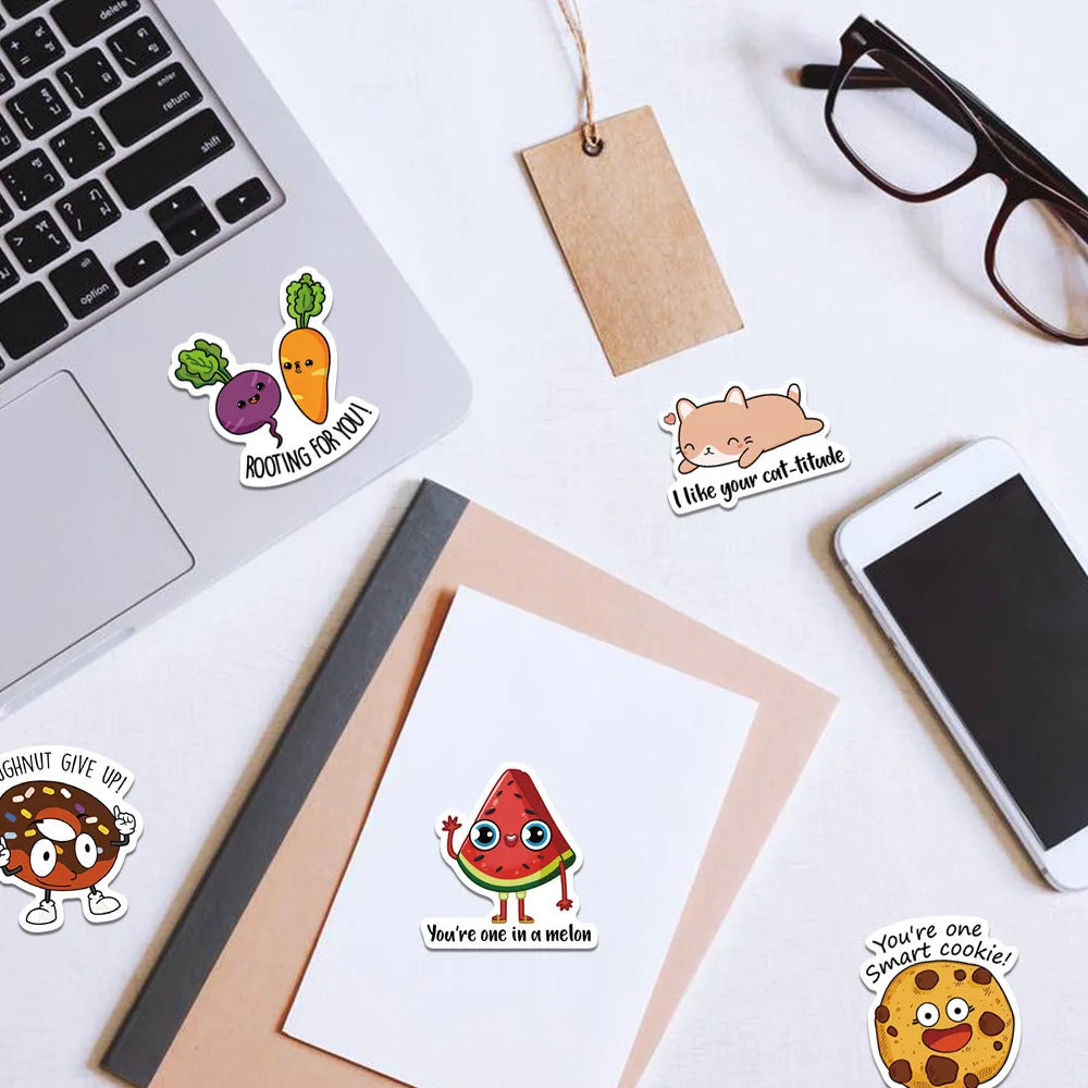 10/30/50PCS Educational Stickers for Kids Cartoon Animal Food Graffiti Sticker DIY Luggage Laptop Phone Bike Skateboard Kids Toy (Online Order Only)