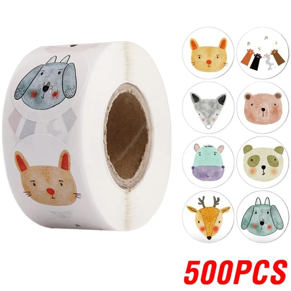 100-500pcs Round Cartoon Sticker 1Inch Thank You Stickers for Gift Cards Envelope Paper Scrapbook Sealing Label (ONLINE ORDER ONLY)