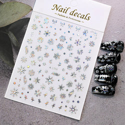 1PCS Laser Gold Snowflake Christmas Tree Nail Sticker 3D Adhesive Nail Decals Nail Art Accessories New Christmas Decoration 2024 (ONLINE ORDER ONLY)