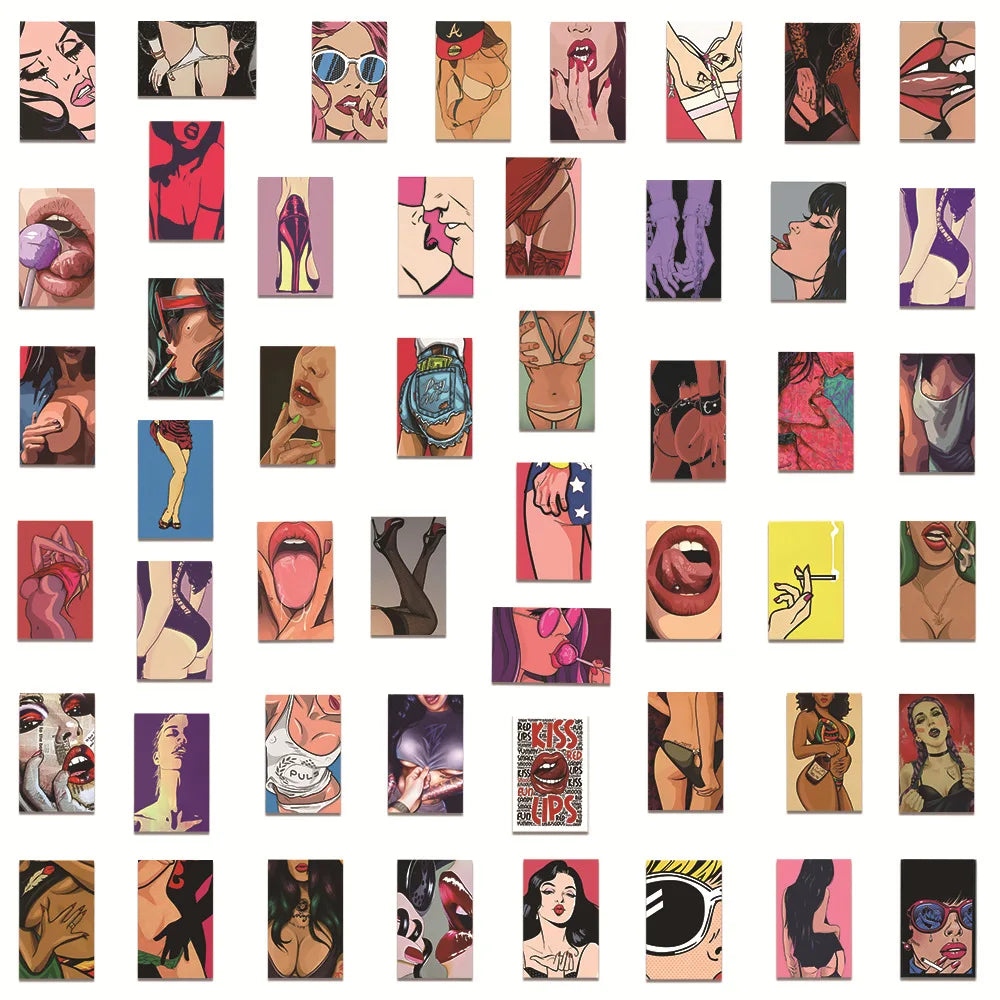 10/30/50PCS Anime Hentai Sexy Beauty Girls Stickers Graffiti PVC Waterproof Motorcycle Laptop Guitar Phone Bike Decals DIY Toys (Online Order Only)