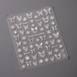 Snowflake Butterfly Rhinestone Shiny Totem Self Adhesive Nail Art Stickers Romantic Charm Chic Rose Flower Pearl Manicure Decals (ONLINE ORDER ONLY)