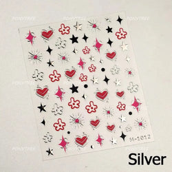 Punk Pink Leopard Print Love Heart Stars Bowknot Cool Girl 5D Self Adhesive Nail Art Stickers Ribbon Manicure Decals Wholesale (ONLINE ORDER ONLY)