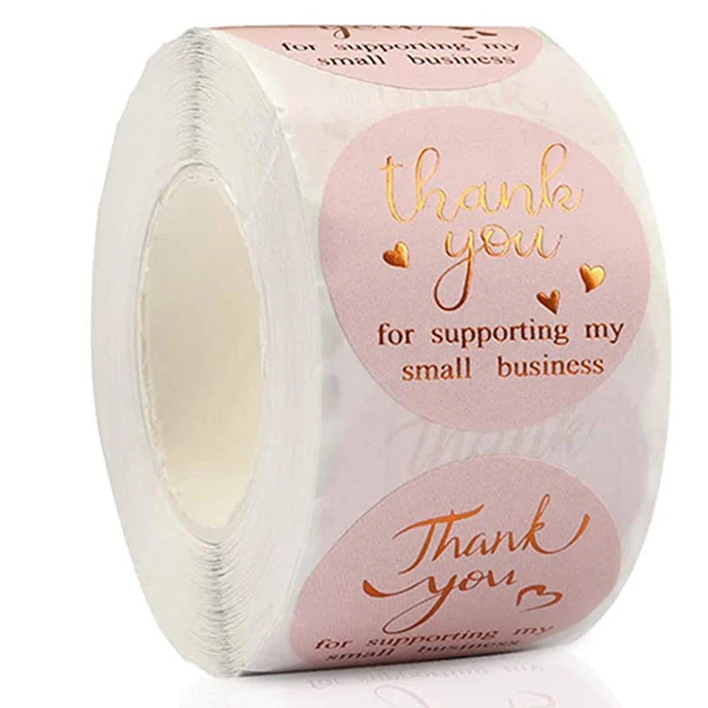 500Pcs/roll Round Labels Thank You Sticker Kraft Paper Dragees Candy Flower Garland Gift Box Cupcake Packaging Wedding Stickers (ONLINE ORDER ONLY)