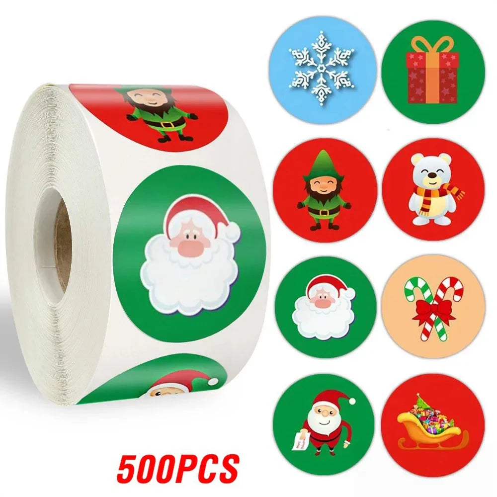 100-500pcs Merry Christmas Sticker Holiday Party New Year Decoration Gift Box Seal Sticker Baking Label Packaging Sticker (ONLINE ORDER ONLY)