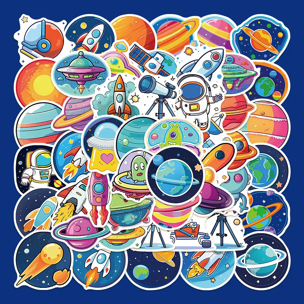 50pcs Space Graffiti Stickers for Helmets, Walls, DIY Decor (Online Order Only)