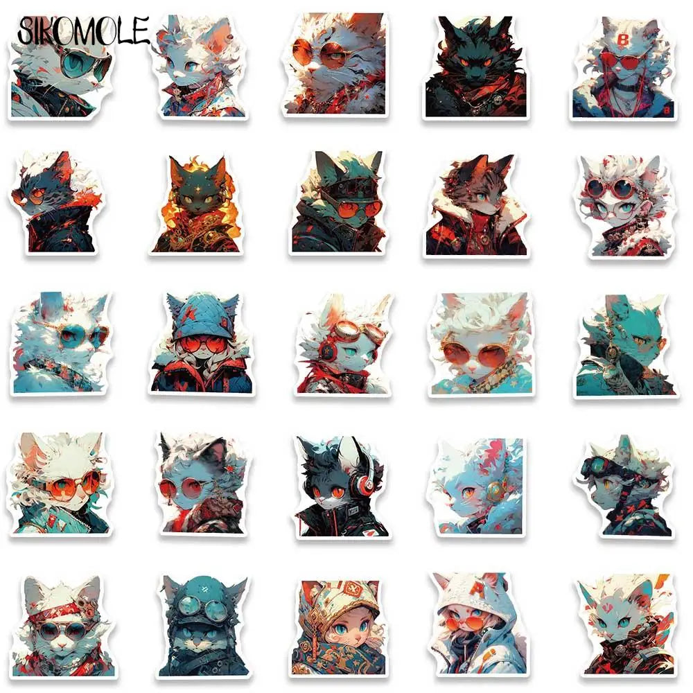 10/30/50PCS Cartoon Anime Cyberpunk Cat Anime Graffiti Stickers Kawaii DIY Travel Luggage Guitar Fridge Laptop Sticker Kid Decal (ONLINE ORDER ONLY)