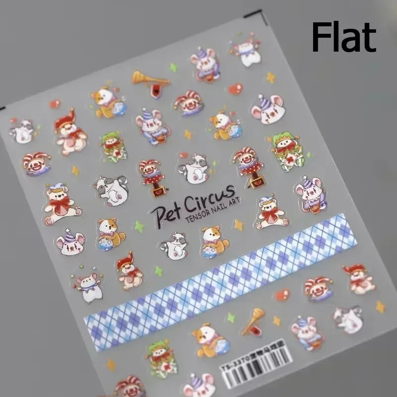 Cute Mango Dog Puppy Bear Bichon Blueberries Strawberry Cake Fruit Juice Desserts Corgi Adhesive Nail Art Sticker Manicure Decal (Online Order Only)
