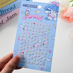 1pc 5D Cartoon Nail Art Stickers Waterproof Matte Finish with Kuromi, Cinnamoroll & Hello Kitty Designs Perfect for DIY Manicure (Online Order Only)