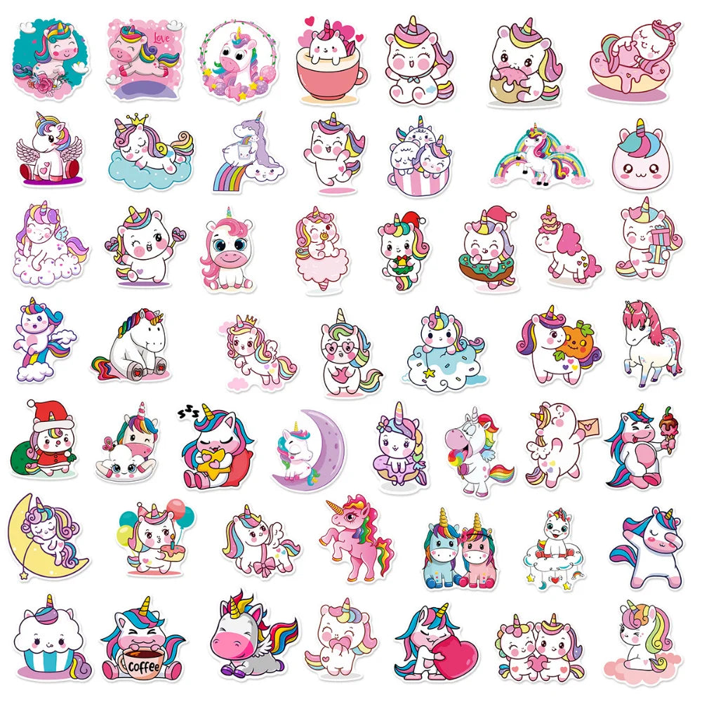 10/50Pcs Cute Cartoon Horse Stickers for Laptop Luggage Phone Car Scooter Funny Vinyl Decal for Kids Girl Children Gift (ONLINE ORDER ONLY)