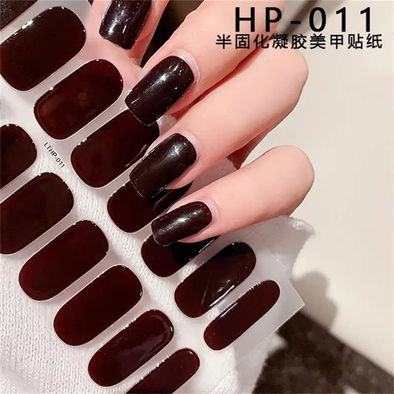 Nude Pink French Semi-Cured Gel Nail Patch Slider Adhesive Waterproof Long Lasting Full Cover Gel Nail Sticker UV Lamp Needed *^ (ONLINE ORDER ONLY)