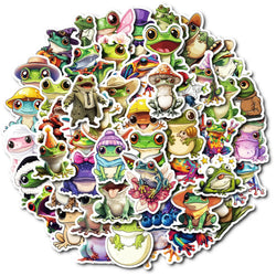 10/50Pcs Kawaii Colorful Frog Stickers Cute Starry Animal Decals Waterproof Vinyl for Water Bottle Laptop Skateboard Car Sticker (Online Order Only)